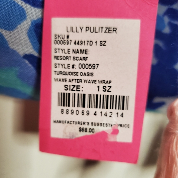 NWT Lilly Pulitzer Resort Scarf Wave After Wave Turquoise Oasis - Picture 3 of 3